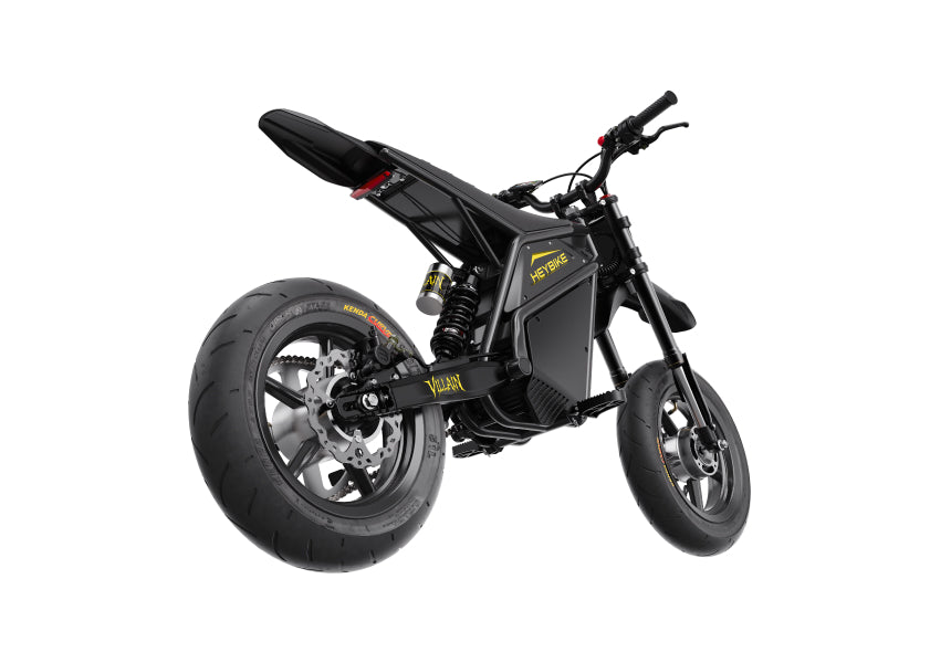 Heybike Villain Midnight Black rear view with street tires