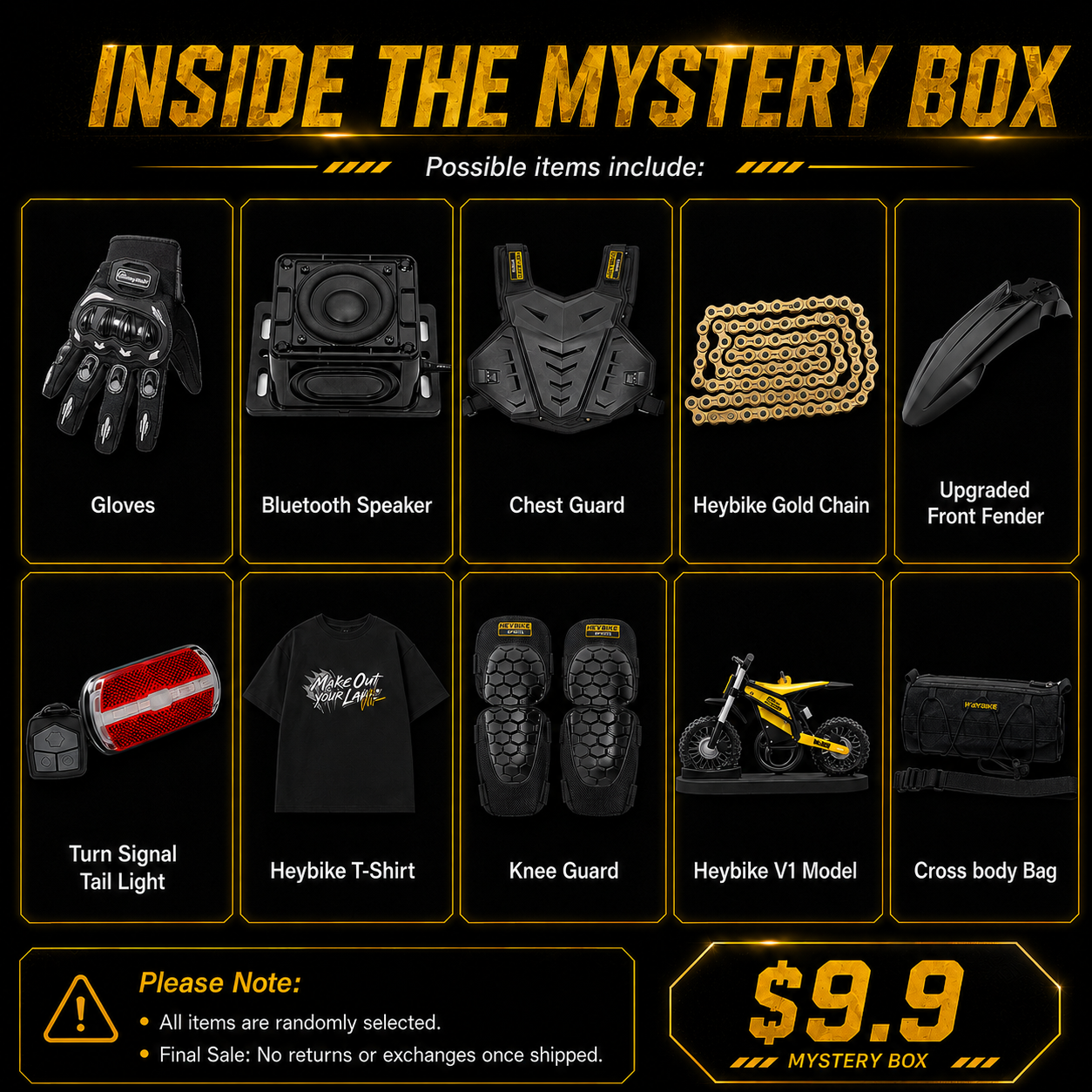 Heybike $9.9 Mystery Gear Box (Up to $70 Value)