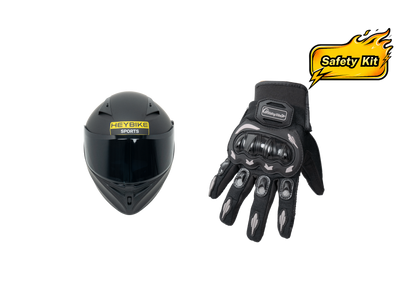 Heybike Sports safety kit with full-face helmet and gloves