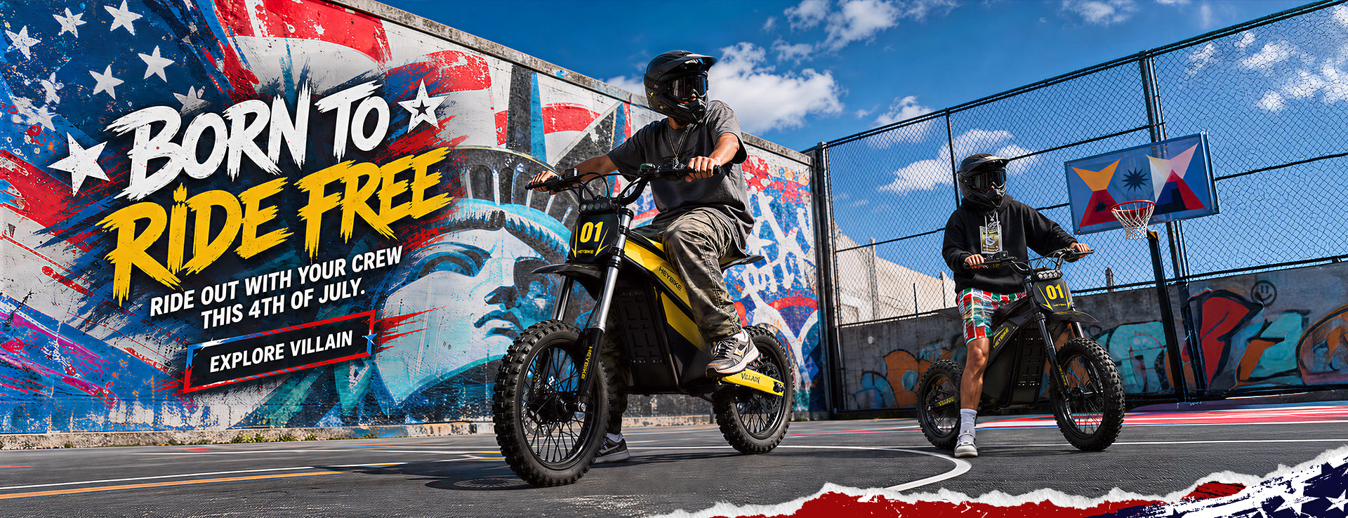 Heybike Villain electric dirt bikes riding for 4th of July